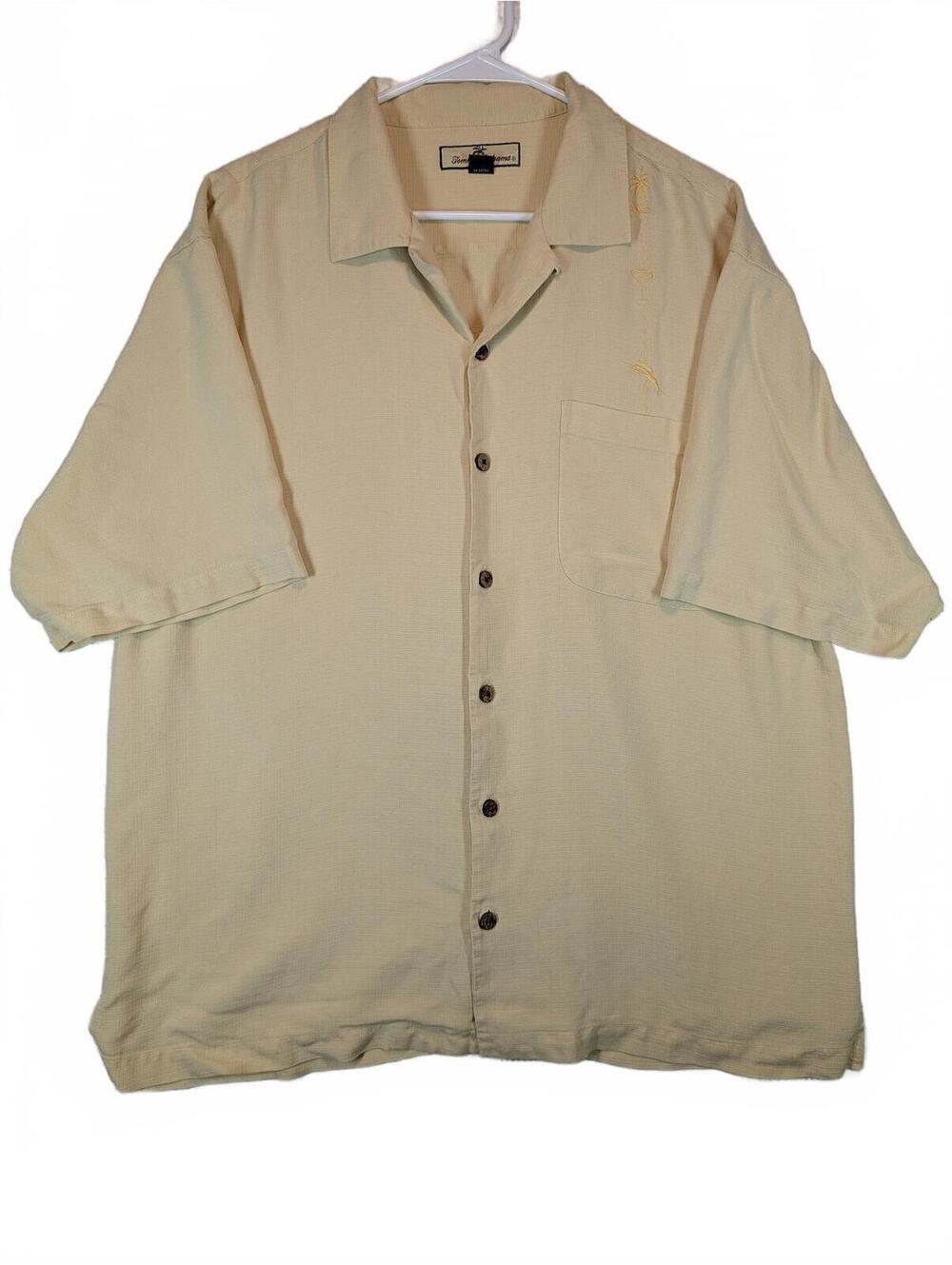 Tommy Bahama Silk Camp Shirt Embroidered Island Aloha Short Sleeve Mens Large